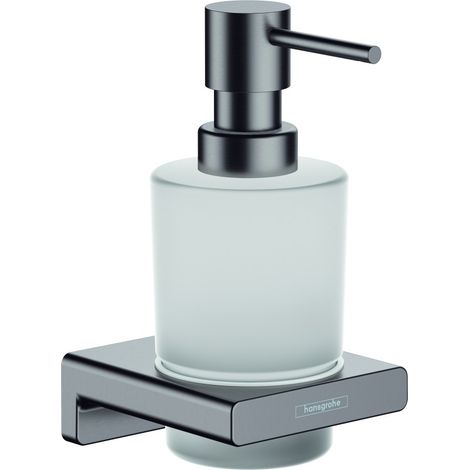 Hansgrohe AddStoris - Distributeur de savon avec support, verre mat / chrome noir brossé 41745340