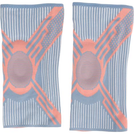 Paire de genouillères rembourrées épaisses en mesh respirant, barres à ressort en silicone, manchon de compression pour sport, rose et bleu, taille XL (1/5)