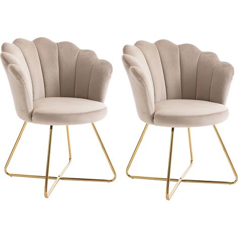 Sedia in Velluto e Metallo Beige e dorato - Lotto di 2 - FIORI II (1/5)