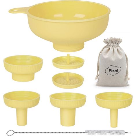 Entonnoir de cuisine large embouchure, plastique alimentaire, 5 tailles de becs, avec filtres et brosse (1/5)