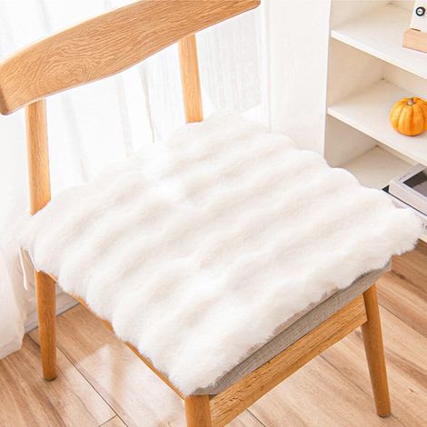 Coussin d'assise en fausse fourrure et soie - convient pour les bureaux, restaurants, chaises, etc. - 1 pièce, blanc cassé, 40×40 cm