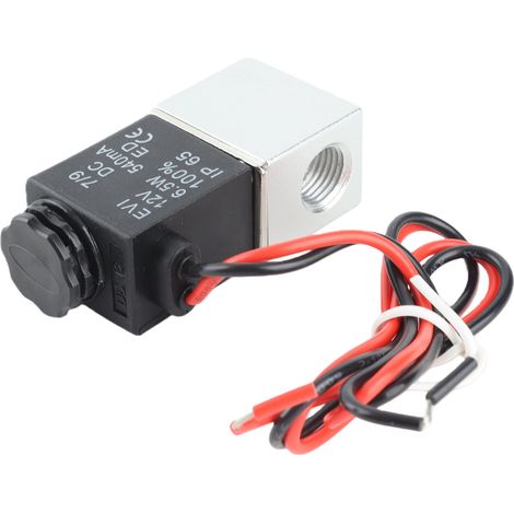 Électrovanne pneumatique 12 V CC 1/4" à 2 voies normalement fermée en aluminium (1/5)