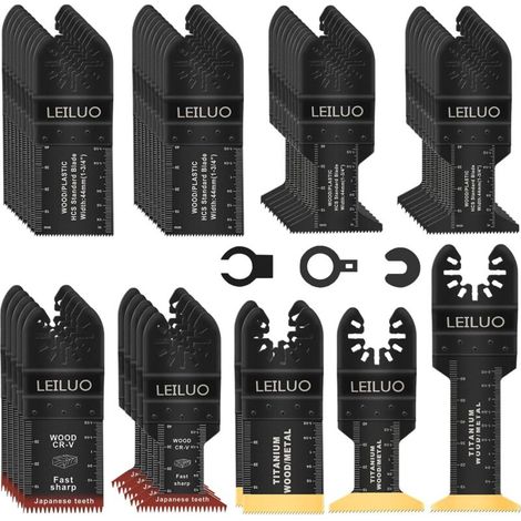 50 - Lame De Scie Oscillante - Accessoire Multitool - Coupe Bois Clous Plâtre - Compatible Dewalt Makita - Sac De Rangement - Argent - Universel (1/5)