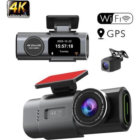 Dashcam voiture 4K + 1080P – Écran IPS 1,47'' – Grand angle 170° – Vision nocturne – G-Sensor – Mode stationnement 24H (1/5)