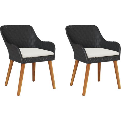Maison Exclusive - Gartenstuhl 2 stk. Schwarz Poly-Rattan (1/5)