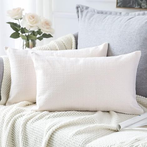 Housse de Coussin, Lin Canapé Taie d'oreiller de Couleur Pure Maison Salon Chambre (Blanc, 30x50cm)