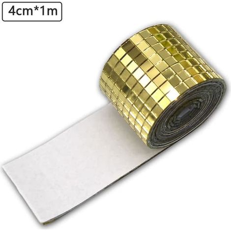 Ecleanfy - Autocollants muraux boule disco en verre effet miroir, dorés, 4 x 100 cm (1/5)