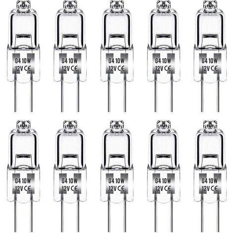 Ersandy – Ampoule halogène G4 10W 12V – Blanc chaud 3000K 150LM – Intensité variable – Lot de 10 ampoules – Angle de faisceau 360°