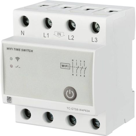 TRU COMPONENTS TC-12485088 TC-GTS8-W4P63A Interruttore WLAN 230 V/AC 1 pz. Intervallo di tempo: 1 min - 24 h 3 NA (1/5)