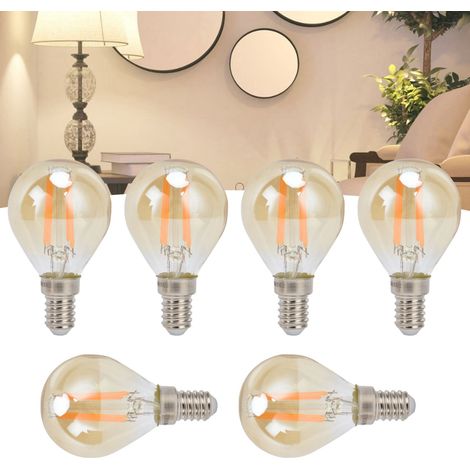Lot de 6 ampoules dorées G45 style vintage, culot E14, pour luminaires décoratifs, 4 W, 220 V, lumière chaude (1/5)