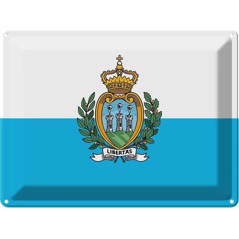 Plaque métallique 30x40 cm Drapeau, bannière et armoiries de Saint-Marin (1/5)