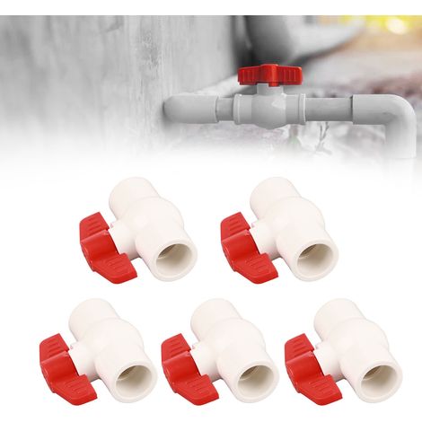 Robinet à bille en PVC lisse pour l'alimentation en eau, raccords de tuyauterie en plastique pour la décoration du bâtiment, accessoires d'alimentation en eau, interrupteur de vanne 25 mm (1/5)