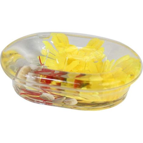 Portasapone saponetta in abs con decorazioni a fiori gialli e conchiglie Accessori arredo Bagno porta sapone (1/3)