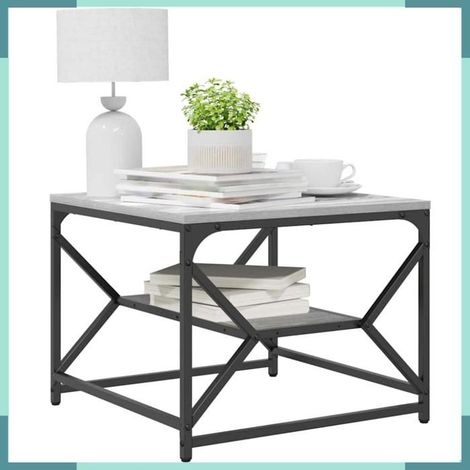 Table basse - 868228 - Gris Sonoma - Bois d'ingénierie et acier - 51 x 50 x 40 cm (1/5)