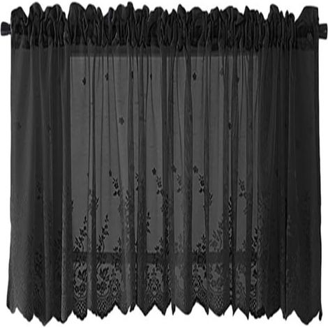 Rideaux en tulle jacquard bistrot maison de campagne sans tringle 74x61cm (1/5)