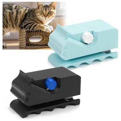 Découpeuse de 2 pièces pour Chat Scratch Board, de Carton imprimée manuellement en Forme de 3D et découpeuse de Bande de Carton pour lit de Chat Fait à la Main (Noir + Bleu) (1/5)