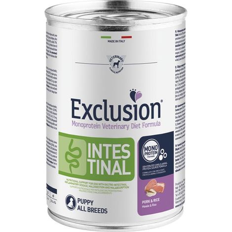 Exclusion Cane Puppy Intestinal All Breeds 400gr Maiale e Riso