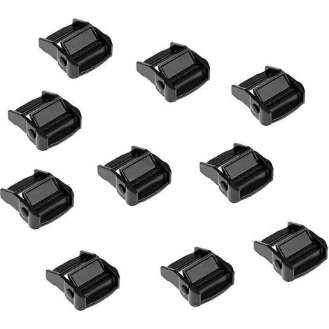 Lot de 10 boucles à came pour sangles de 38 mm, idéales pour bagages, kayaks, planches de surf (noir). (1/5)
