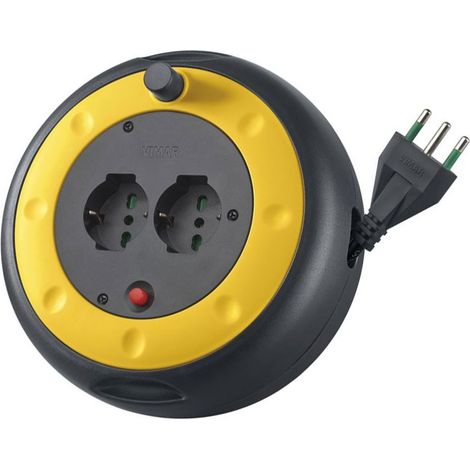 Vimar – Enrouleur électrique 16A 5M – 2 prises universelles 2P+T – Disjoncteur thermique – Câble H05VV-F 3G1,5 pour 3200W