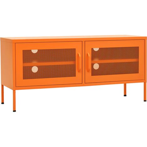 Mobile TV multimediale scaffale per televisione televisione buffet sala da pranzo soggiorno camera da letto 105 x 35 x 50 cm Acciaio arancione 020025691