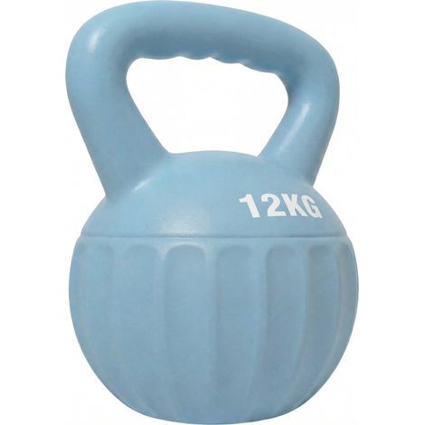 Kettlebell 12 kg, haltère avec poignée Antidérapante, haltère à boule, musculation, entraînement, pour gym, bleu (1/5)