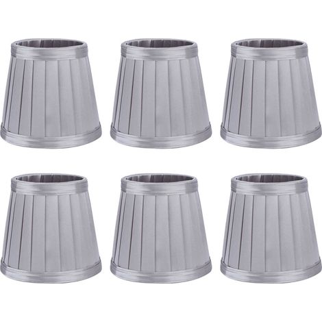6 PCS Caches de Lumière Tissé pour Plafonnier Murale et Lampe de Table avec Support E14 - Métal Gris et Textile Haute Diffusion (Pack de 6) (1/4)