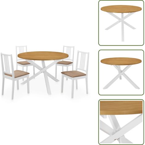 Legno massello - vidaXL Set per Sala da Pranzo 5 pz in MDF Bianco - Mdf