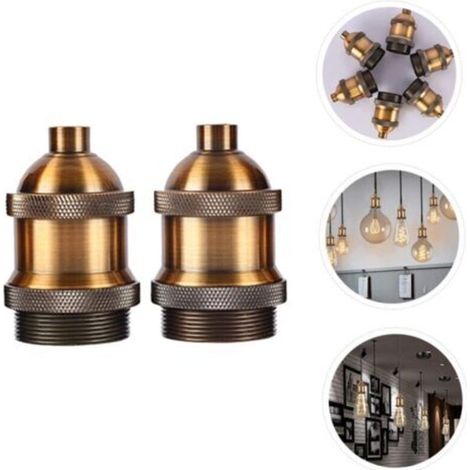 Portalampada E27 vintage, 2 pezzi, bronzo antico, adattatore per lampada industriale per lampadine Edison, portalampada decorativo per ristoranti e interni.