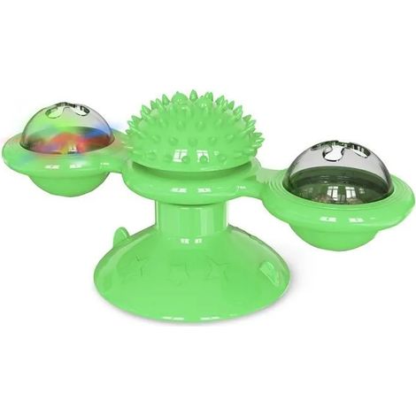 Moulin à vent chat jouet tourne-disque taquiner jouet pour animaux de compagnie chatouiller chatons brosse à cheveux amusant (1/4)
