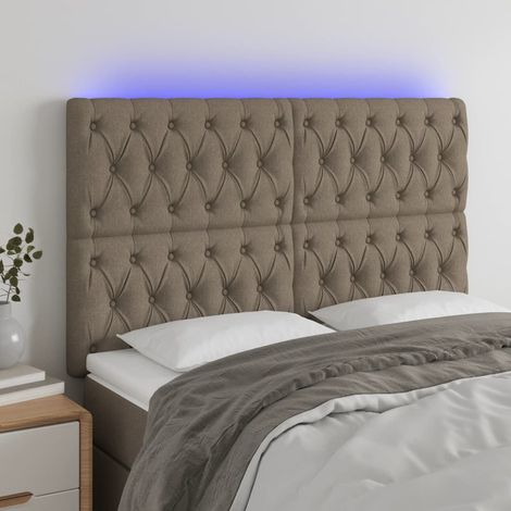 Tête de lit à LED - Design industriel - Pour Lit adulte - Taupe 144x7x118/128 cm Tissu Chic-453701 (1/5)