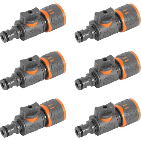 Raccord Tuyau D'arrosage, Lot de 6 Embout Robinet Tuyau D'arrosage avec Vanne de Régulation