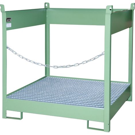 Bauer Fass-Stapelpalette FSP-4, seitlich offen, Resedagrün