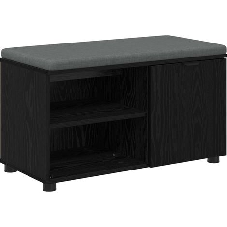 Maison Exclusive - Flurbank mit Kissen mit Regal Schwarze Eiche 8