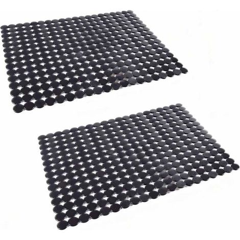 Ensemble de deux tapis d'évier de cuisine, noirs, découpés sur mesure, protègent l'évier des saletés et des rayures, adaptés aux assiettes (40 x 30 cm)