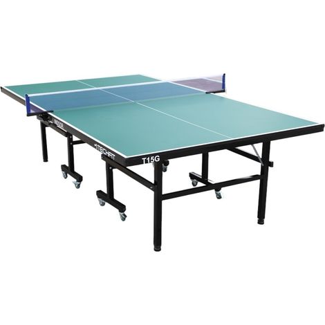Table de ping-pong d'intérieur pliante avec inclinaison unilatérale, cadre en métal noir, filet de 180 cm, roti en silicone avec freins, 274x152. 5x76cm (1/5)