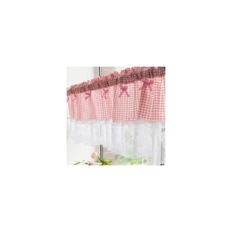 106 x 45 cm Café-Küchengardinen, Voile-Vorhänge, Bistrogardine im Landhausstil, kariertes Vichy-Kreppmuster