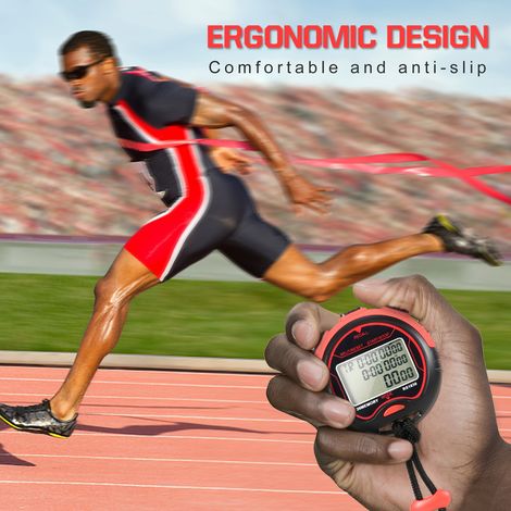 Chronomètre numérique professionnel, chronographe LCD portable étanche, compteur de sport avec sangle pour la natation, la course à pied, l'entraînement de football (1/5)