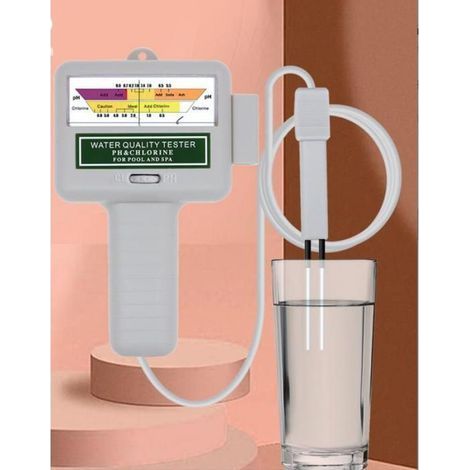 Testeur Qualité Eau Numérique Portable Blanc - Analyse PH & Chlore, Kit Test Piscine (1/3)
