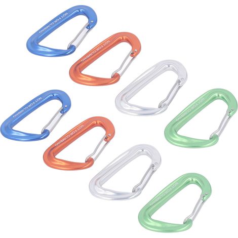 8 Mousquetons en Aluminium Léger 12KN pour Escalade Randonnée Camping Équipement Extérieur