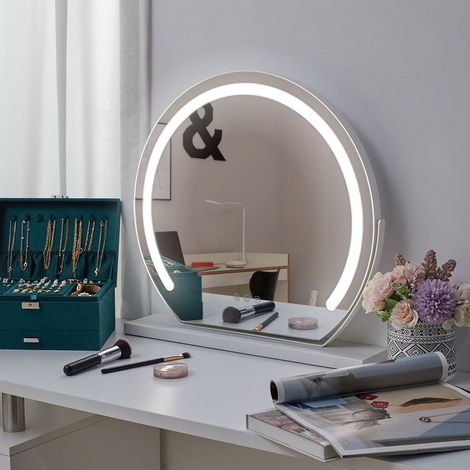 Black Round Dimmable Makeup Vanity Mirror with Lights (1/5)