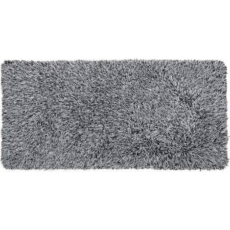 Alfombra peluda blanca de pelo largo 80 x 150 cm rectangular con mechones de algodón Cide (1/5)