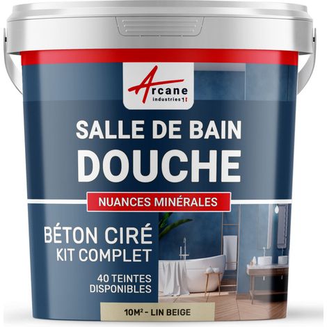 BETON CIRÉ: Kit BETONBESCHICHTUNG | KUNSTHARZ-BETON Badezimmer begehbare Dusche - Wasserdichte Beschichtung - Leinen-Beige - kit 10 m2 (2 couches)