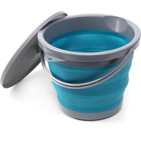 Seau avec Couvercle 5L Seau Pliable en Silicone Place Nettoyage Sceau Retractable pour Lavage de Voiture Camping Pêche (1/4)