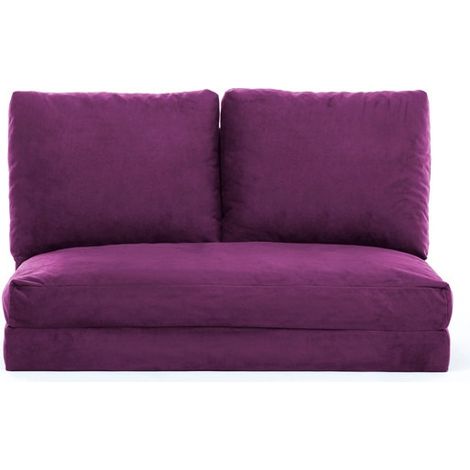 Fauteuil convertible multipositions velours Talya-Couleur Violet-2 places (1/5)
