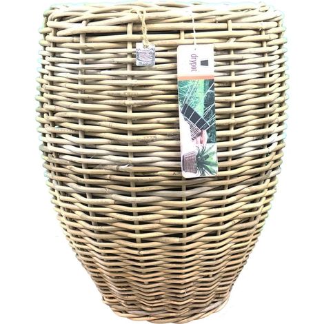 VAN DER LEEDEN DRYPOT® Rattan Pflanzkübel Grau Ø 40 cm - Sylter Körbe (1/3)