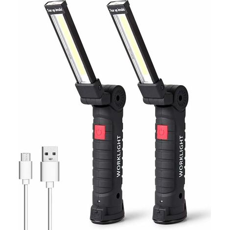 LED Work Light, LED Flashlight, Rechargeable LED Workshop Light, Inspection Light, Magnetic Base, Camping, Emergency, Small, 2 Pieces (1/5)