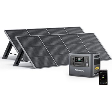 Solar Generator - AFERIY - 2400W (2048Wh) - LiFePO4 Batterie - 2×200W faltbare Panels - AC 220-240V IP65