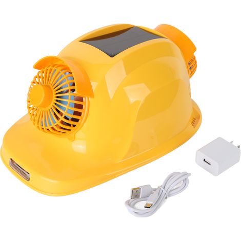 Casque de chantier solaire avec ventilateur double refroidissement 5 vitesses, lampe LED puissante, casque de sécurité chantier, prise US 100-240V (1/5)