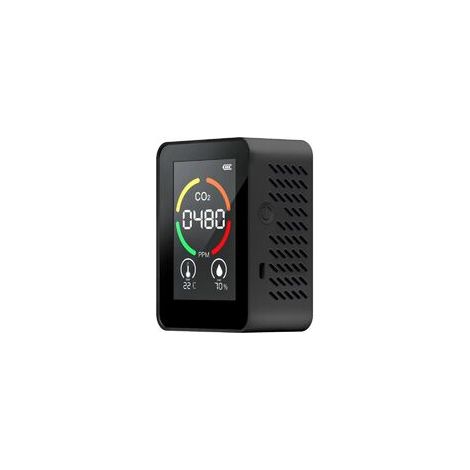 3 En 1 Détecteur de gaz CO2, Analyseur de température et d'humidité, plage de mesure du détecteur 400-5000 PPM testeur d'air intelligent avec affichage, Noir (1/5)