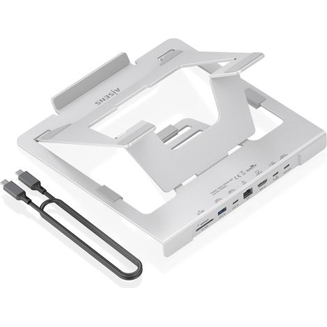 Soporte de Sobremesa - Docking USB Tipo-C Aisens ASUC-7P045-GR/ 1xUSB/ 1xUSB Tipo-C/ 1xHDMI/ 1xRJ45/ 1xLector de Tarjetas/ 1xUSB